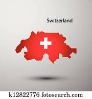 Switzerland flag on map