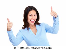 szczęśliwy, handlowy, woman., success.