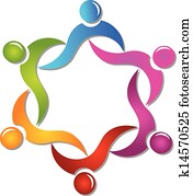 teamwork, porcja, ludzie, logo, wektor