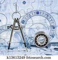 Technical drawings with the bearing