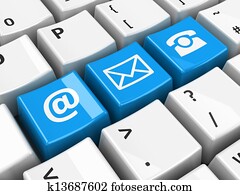 teclado computador, azul, contato