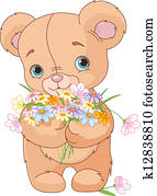 Teddy bear giving bouquet Teddy bear giving bouquet