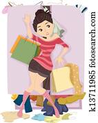 Teenage Girl with Overflowing Closet Teenage Girl with Overflowing Closet