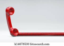 telefone vermelho, com, cabo