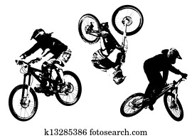 Three mountainbike silhouettes Three mountainbike silhouettes