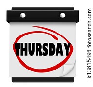 Thursday Day Wall Calendar Reminder Week Word Circled Thursday Day Wall Calendar Reminder Week Word Circled