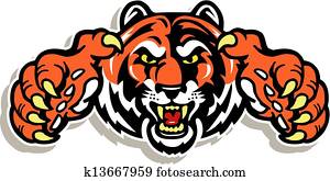 tiger, gesicht, mit, klauen tiger, gesicht, mit, klauen