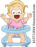 toddler, menina, em, bebê, caminhante