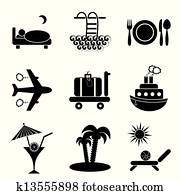 Travelling and accommodation icons 