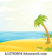 Tropical Island Beach. Vector Illustration Tropical Island Beach. Vector Illustration