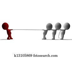 Tug Of War 3d Characters Shows Conflict And Adversity