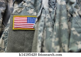 U.S. flag patch on the army uniform U.S. flag patch on the army uniform