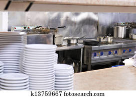 um, cozinha, em, um, restaurante