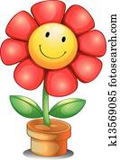 un, flor, dentro, un, olla