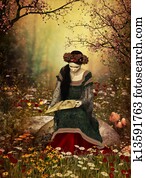 un, mujer leer un libro