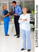 usmívaní, představený eny, do, nemocnice