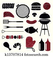 Vector Barbecue Grill Icons Vector Barbecue Grill Icons