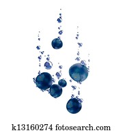 Vector Blueberries Falling in Liquid