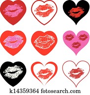 vector heart symbols set with kiss vector heart symbols set with kiss