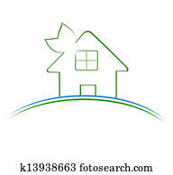 Vector illustration of a green house icon