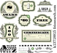Vector Money Frame and Ornament Set Vector Money Frame and Ornament Set