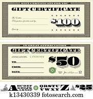 Vector Money Gift Certificate Set