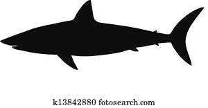 Vector silhouette of shark. Vector silhouette of shark.