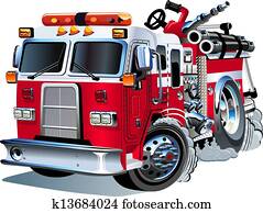 vektor, karikatur, firetruck vektor, karikatur, firetruck