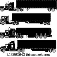 vektor, lastwagen, silhouetten, satz vektor, lastwagen, silhouetten, satz