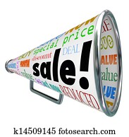 venda, bullhorn, megafone, anunciando, especiais, preço, evento