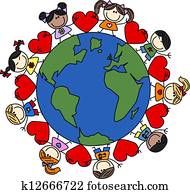 verrührt ethnisch, glücklich, kinder, liebe