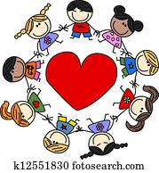 verrührt ethnisch, glücklich, kindern