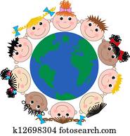 verrührt ethnisch, glücklich, kindern