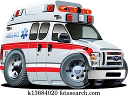 vetorial, caricatura, ambulância, car
