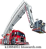 vetorial, caricatura, caminhão bombeiros