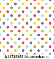 vetorial, coloridos, pontos polka, padrão