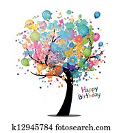 vetorial, feliz aniversário, cartão cumprimento