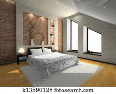 View on the modern bedroom View on the modern bedroom