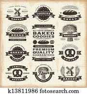 Vintage bakery labels set Vintage bakery labels set