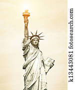 Vintage Image of Liberty Statue in New York Vintage Image of Liberty Statue in New York