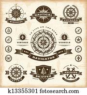 Vintage nautical labels set Vintage nautical labels set
