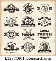 Vintage organic harvest stamps set Vintage organic harvest stamps set