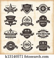 Vintage premium quality labels set Vintage premium quality labels set