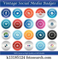 Vintage Social Media Badges Vintage Social Media Badges