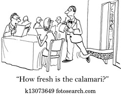 Waiter is grabbed by squid while serving Waiter is grabbed by squid while serving