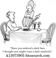 Waittress brings customer a burned sandwich Waittress brings customer a burned sandwich