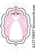 wedding dress in frame, vector wedding dress in frame, vector