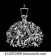 weisses kleid, mit, blumen-, verziehrung weisses kleid, mit, blumen-, verziehrung