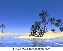 wheelchair, brīvdienas, -, 3d, render