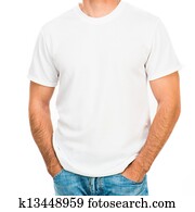 white t shirt on a young man